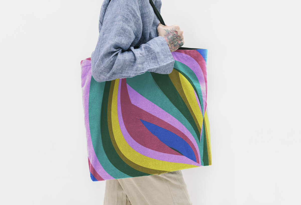 Digital printed denim tote bag